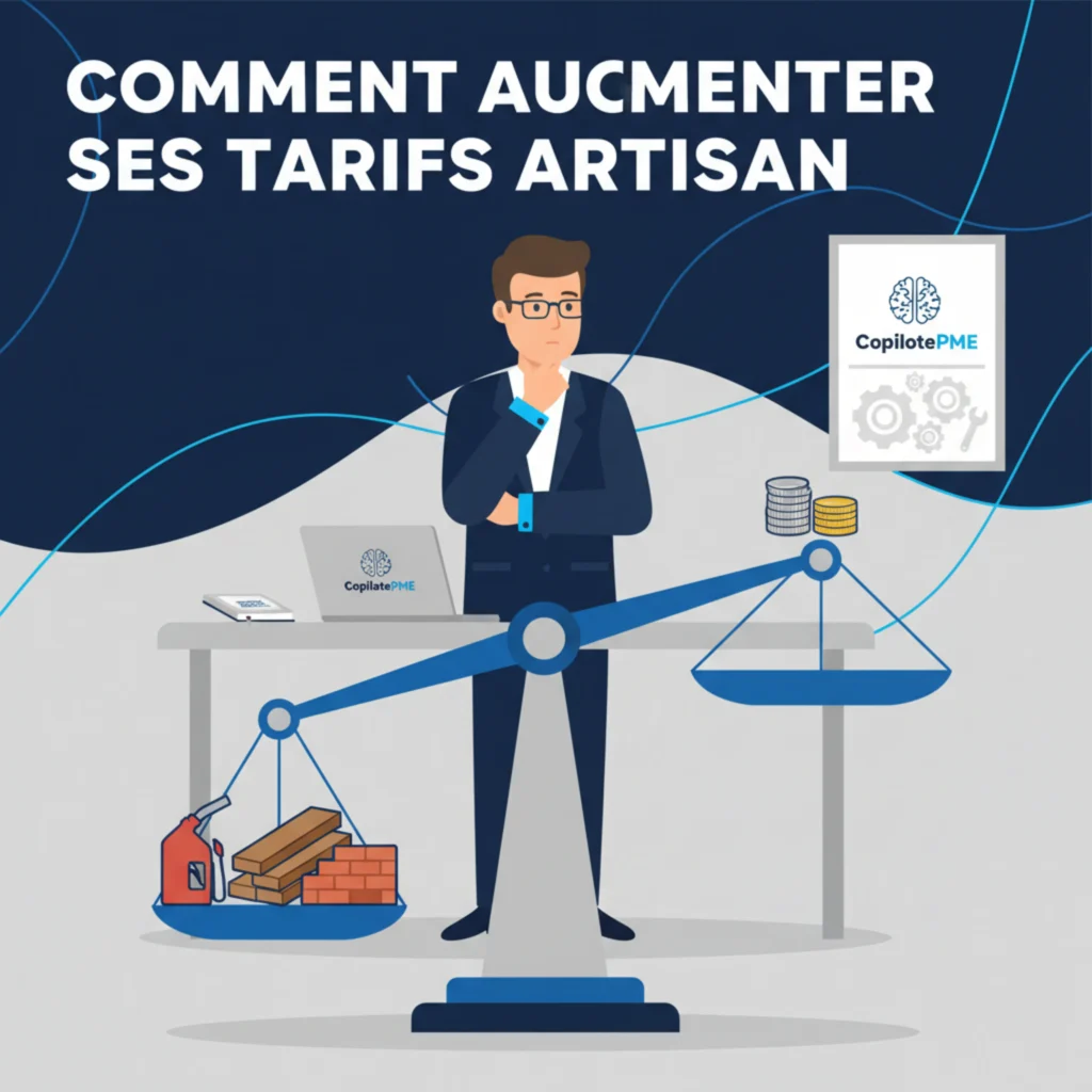 Illustration vectorielle d'un artisan gérant l'équilibre entre la hausse des coûts et le maintien de ses tarifs.