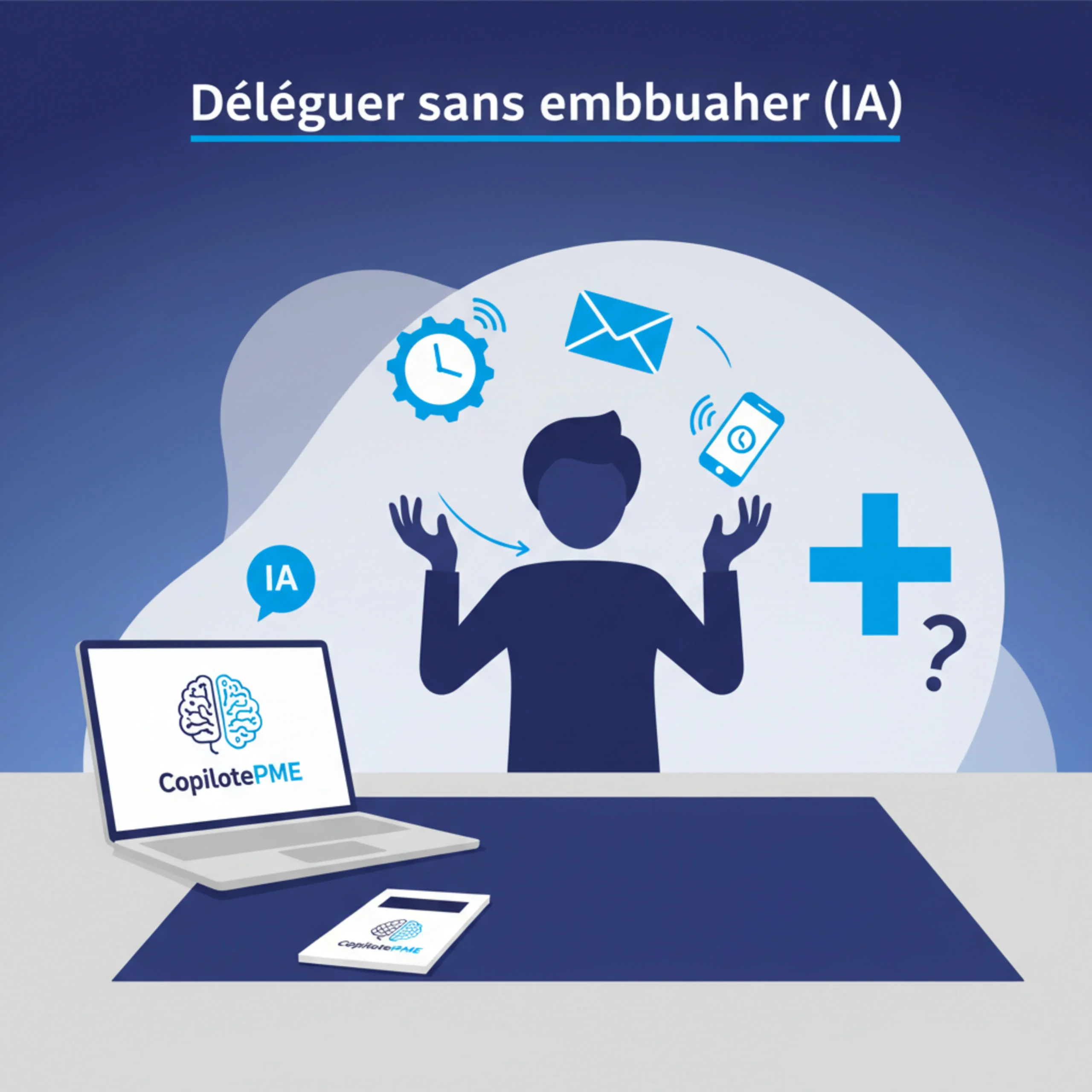 Illustration vectorielle montrant un consultant en stratégie submergé par les tâches administratives.